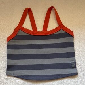 Free People FP Movement All Clear Striped Cami Tank Top Gray Orange M/L.